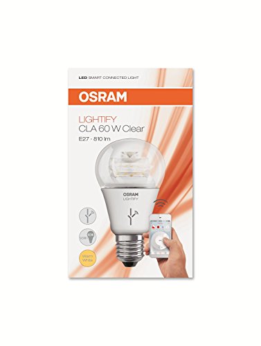 Osram Lightify Classic A LED-Glühlampe, 10 Watt, E27, klar, Dimmbar, Warmweiß 2700K, Kompatibel mit Alexa - 3