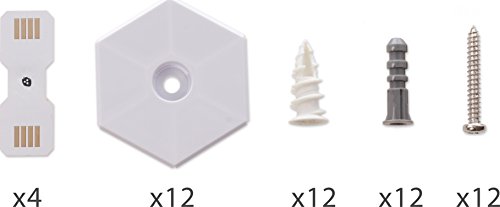 nanoleaf Schraubenbefestigungs-Kit für das Light Panel [12 Dübel für Gips | 12 Dübel für Beton | 12 Schrauben | 12 Halterplatten | 4 flexible Verbindungsstücke] - NL25-0001, Weiß - 2