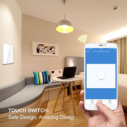 hoar Touch Schalter Wifi 1 Gang Wlan Wireless Lichtschalter Glas Touchscreen Verkleidung LED-Licht Wand Timing Schalter Fernbedienung über APP Home Smart Switch Funktioniert mit Alexa/Google Home - 3