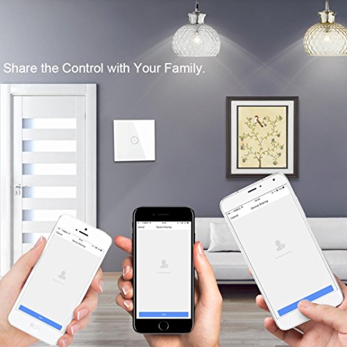 hoar Touch Schalter Wifi 1 Gang Wlan Wireless Lichtschalter Glas Touchscreen Verkleidung LED-Licht Wand Timing Schalter Fernbedienung über APP Home Smart Switch Funktioniert mit Alexa/Google Home - 4