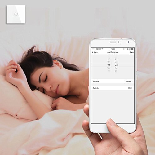 hoar Touch Schalter Wifi 1 Gang Wlan Wireless Lichtschalter Glas Touchscreen Verkleidung LED-Licht Wand Timing Schalter Fernbedienung über APP Home Smart Switch Funktioniert mit Alexa/Google Home - 6