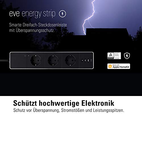 Eve Energy Strip – Smarte Dreifach-Steckdosenleiste mit Verbrauchsmessung, Apple HomeKit-Technologie sowie Überspannungsschutz, TÜV-zertifiziert - 4